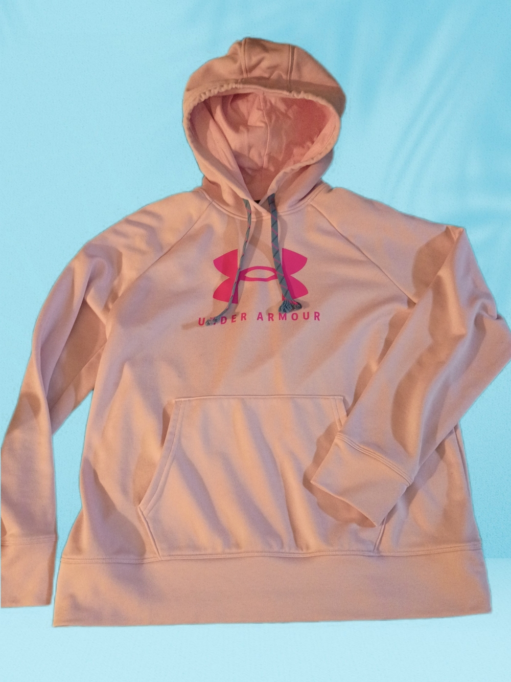 Under Armour Light Pink Hoodie with Bright Pink Logo